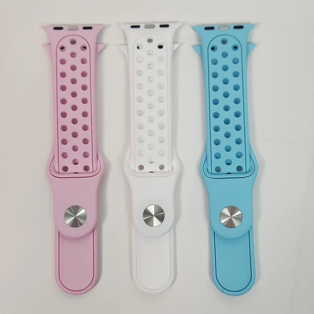 COPY - 22 mm lug Apple Watch Compatible 3 band latex snap band set for MEN, NWT